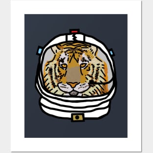 Tiger Astronaut Funny Animals in Space Posters and Art